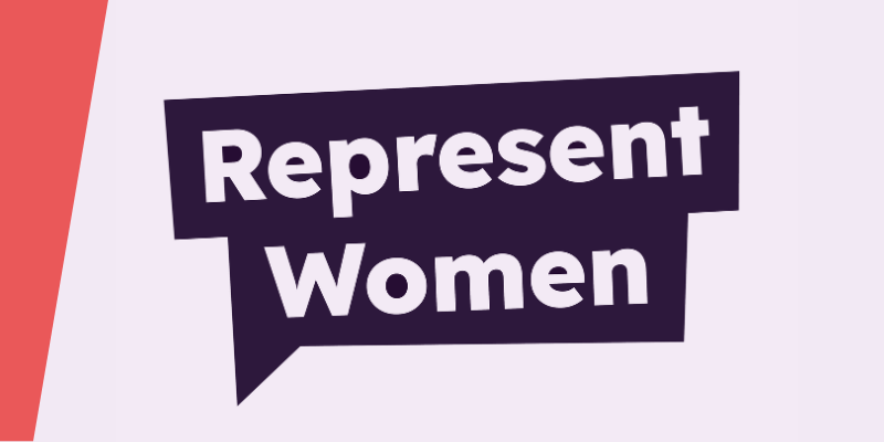 Represent Women Logo with red